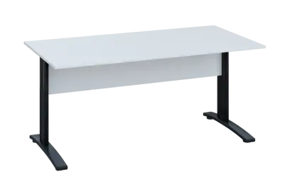 EPK 18 - 16 stůl kancelářský, kovová podnož černá, deska 18 mm, široký 1600 mm, bílá